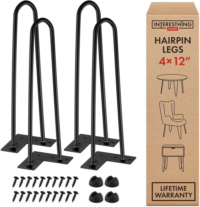 12 Inch Hairpin Legs – 4 Easy to Install Metal Legs for Furniture